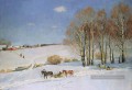 paysage d’hiver avec traîneau tiré par des chevaux 1915 Konstantin Yuon neige